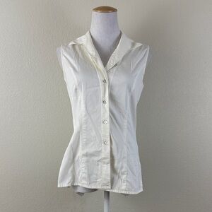 Escada‎ Sleeveless Cream 100% Cotton Button-Up Women's Top Size 36